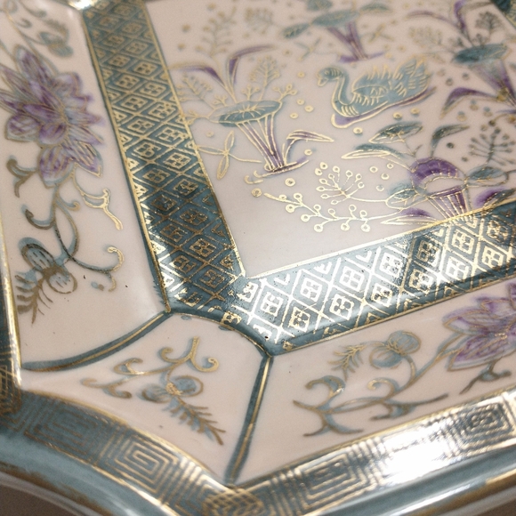 Ornate Ceramic Plate 8x8 Floral Pattern - Picture 3 of 5